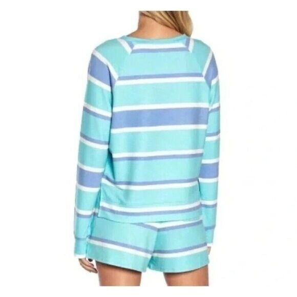 Wildfox Relaxed Fit Super Soft Sweatshirt And Short Lounge Pajama Set 2XL Stripe - Picture 2 of 7